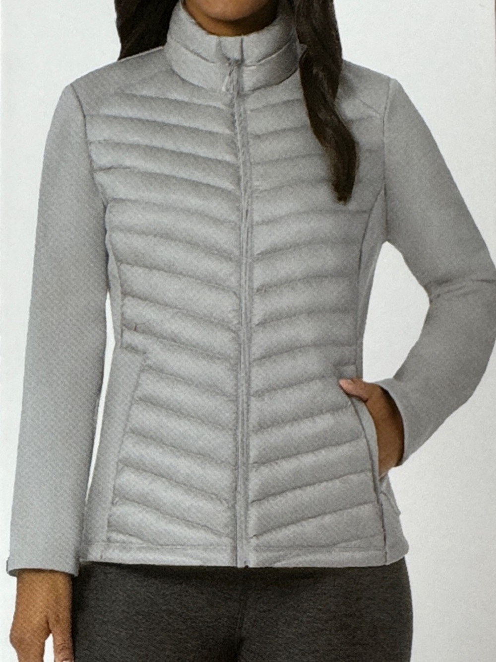 32 Degrees Heat Women’s Gray Mixed Media Puffer Jacket Softshell Size S